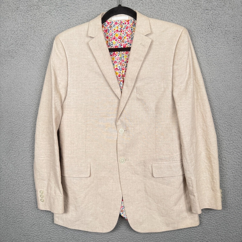 Tallia Blazer Womens 20R Beige Suit Jacket Cotton Linen Blend Preppy Office